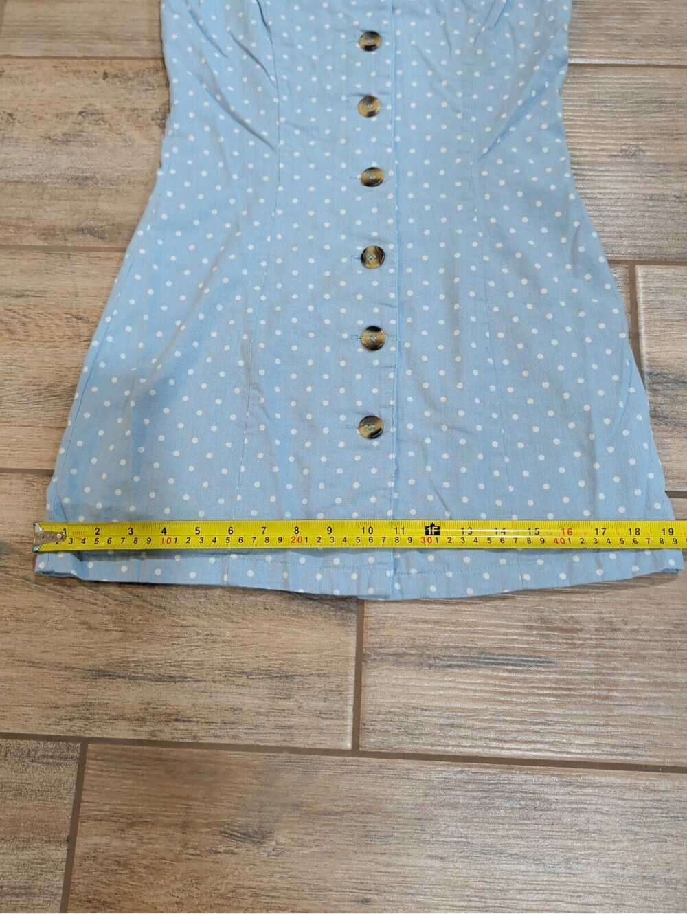Japna Cotton Linen Dress Small S Blue Polka Dot Button Front Cami Sundress - Picture 11 of 15